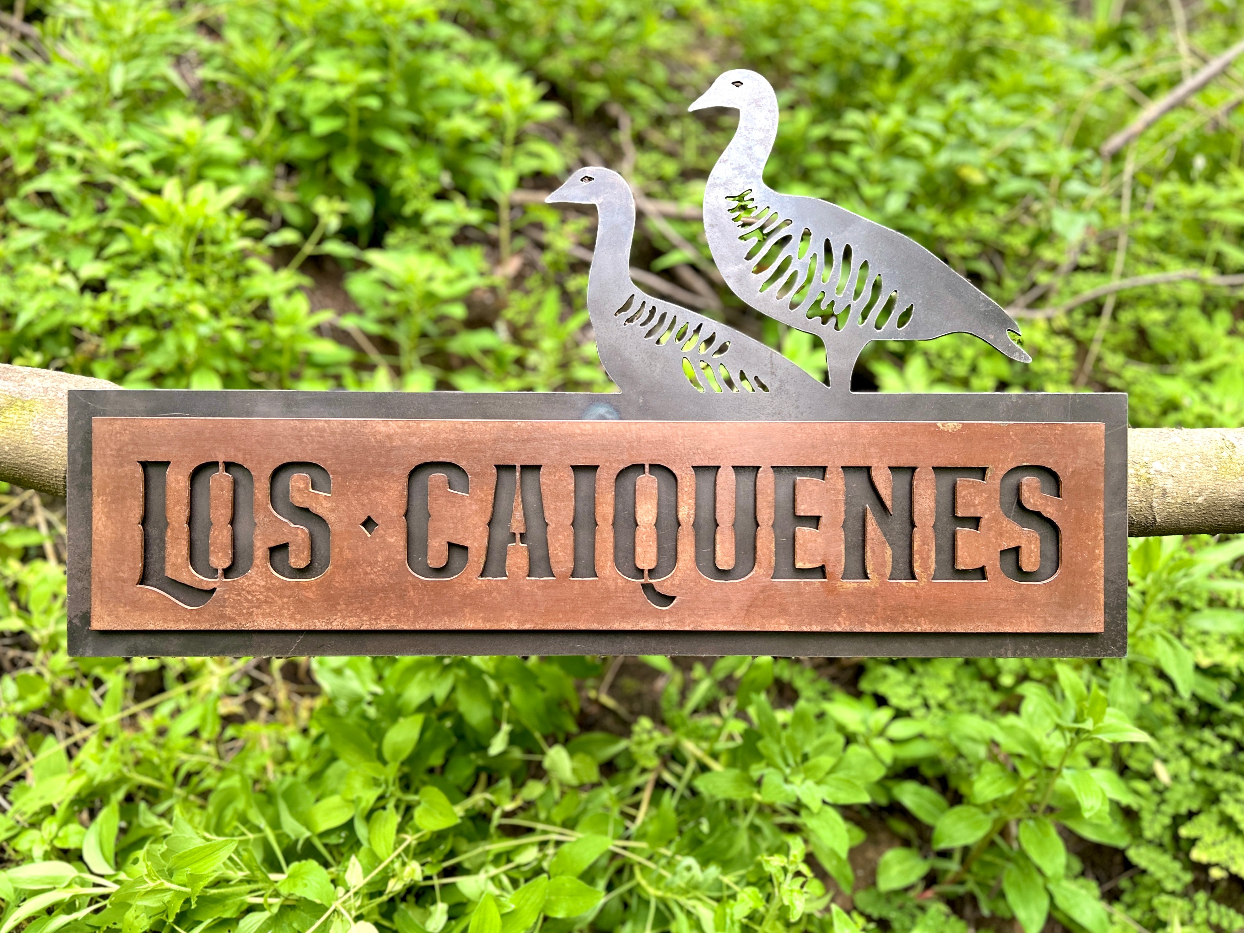 Letreros para parcelas, sitios, condominios. Diseño personalizado, material acero, acabado oxidado, letrero nombre, letreros con aves, cartel, letrero hecho en Chile 